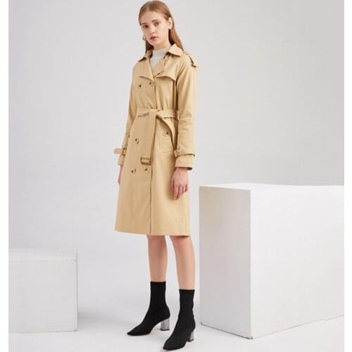 Women New Autumn Khaki Long Trench Coat Loose Female Fashion Trench Solid Color Coats Casual Outerwear Plus Size Wholesale