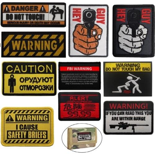 DANGER DO NOT TOUCN Badges PVC Patches Embroidered Hook Loop Patch Clothes Accessories Armbands for Backpacks Caps Hat Vest
