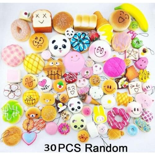 Mini Kawaii 10/20/30 PCS Squishy Slow Rising Soft Random Squishy Squishies Toys Cake Bread Squeeze Pressure Relief Toy