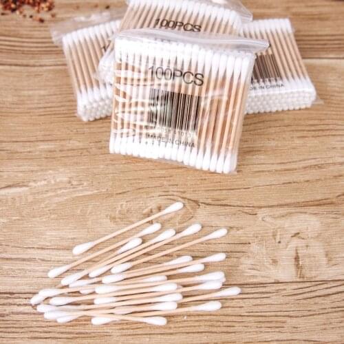 100Pcs/bag Disposable Cotton Swabs Double Head Cotton Buds Cotton Tipped Applicator For Beauty Makeup Nose Ears Cleaning