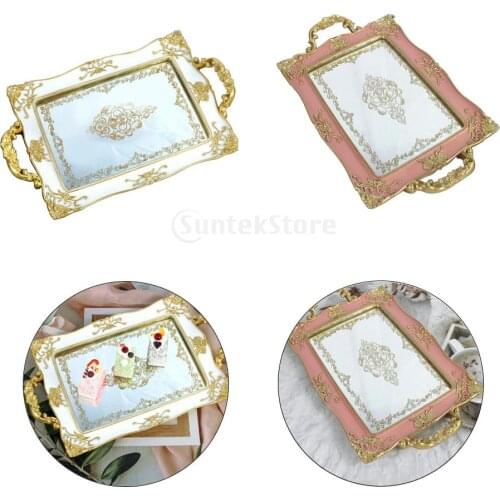 16inch Antique Serving Mirror Ornate Decorative Tray Rectangle Makeup Jewelry Organizer