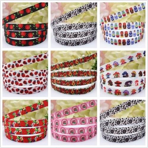 16607-4 ,10MM Matryoshka Printed grosgrain ribbon,garment accessories hair accessories material, DIY handmade wedding decoration