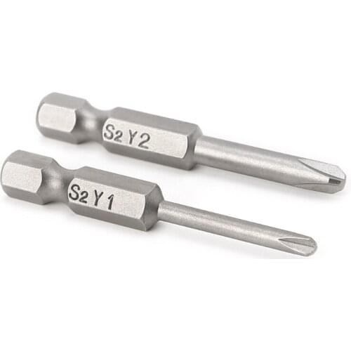 2 Pcs 50mm Magnetic 1/4'' Hex Shank Tri-wing Y Tip Head Screwdriver Bits Set A0KF