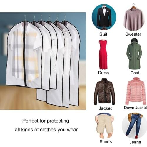 6pcsset Clothing Covers Clear Suit Bag Moisture Waterproof Moth Proof Garment Bags Breathable Zipper Dust Cover