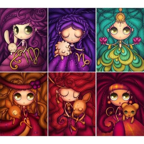 5D DIY Diamond Painting Girl Princess Full Square Round Cartoon Children Embroidery Mosaic Cross Stitch Kit Home Decor Gift