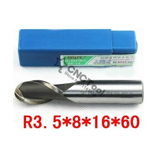 Free shipping 2PCS R3.5 high speed steel ball end milling cutter, straight shank white steel cutter, R alloy milling cutter