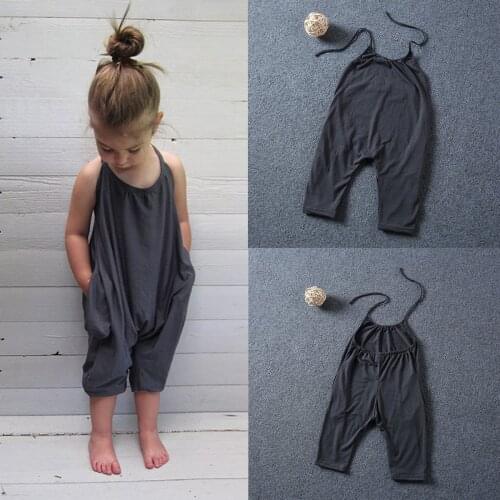 Kids Baby Girls Strap Cotton Romper Jumpsuit Harem Trousers Summer Clothes