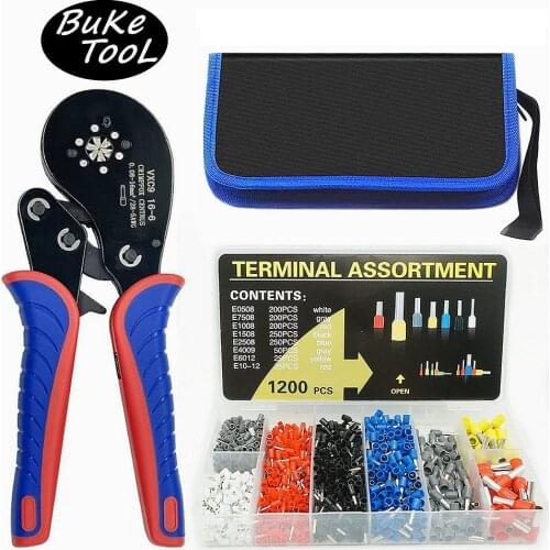 Electrical Self-Adjustable Ratchet Plier With 0.08-16mmTubular Terminal Crimping Tools With1200pcs/box Terminals