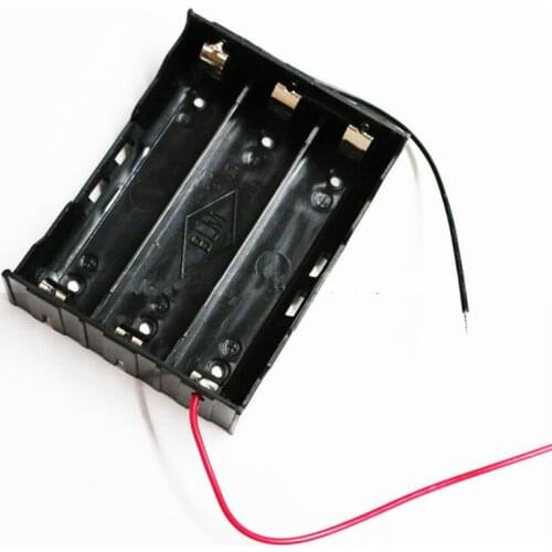 Hot Sale Black Plastic 3 Way 3 Slots 18650 Battery Storage Case Box Holder with 4 wires Leads for 3x 18650 battery