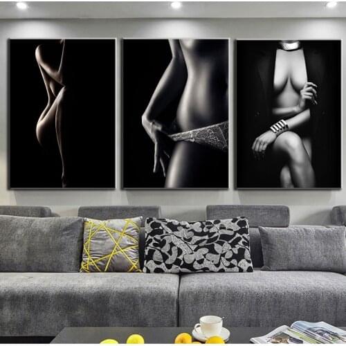 Sexy Nude Women Canvas Paintings Wall Art Poster Print Black and White Wall Picture Home Decoration For Living Room Cuadros