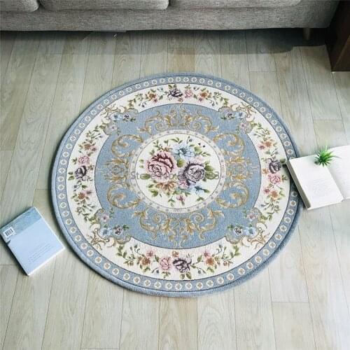 Round Carpet For Living Room Eropean Bedroom Rugs And Carpets Thick Jacquard Floor Mat Study Room Table Chair Area Rugs