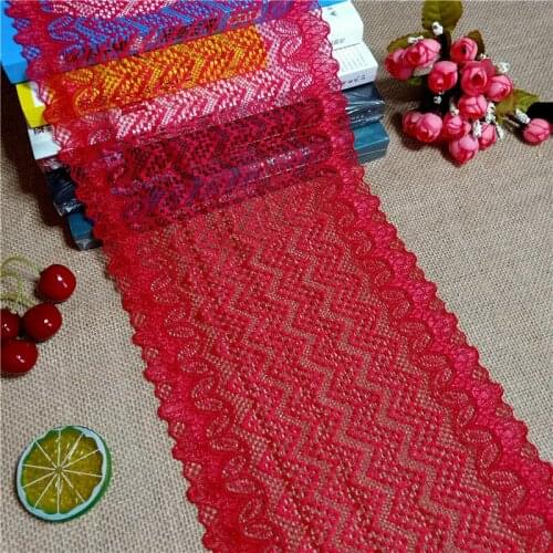 E1117*19CM Black Red Color Nylon Spandex stretch Jacquard lace trimmings fabric ribbon for wedding decoration