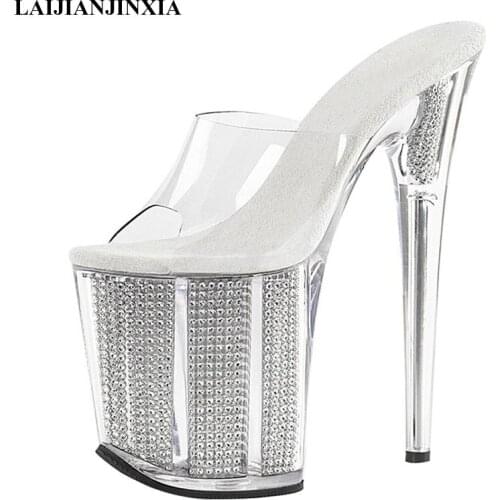 LAIJIANJINXIA New Open Toe Slippers 20 CM Super High Heel Shoes Platforms Pole Dance/Performance/Star/Model Shoes, Wedding Shoes