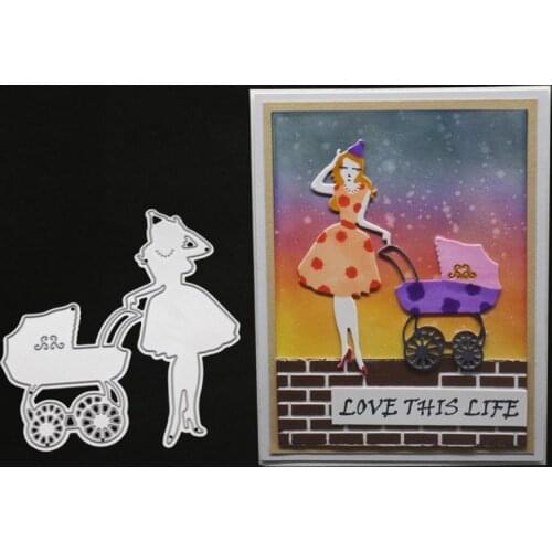 Mom Stroller Metal Cutting Dies Stencil Scrapbooking DIY Album Stamp Paper Card
