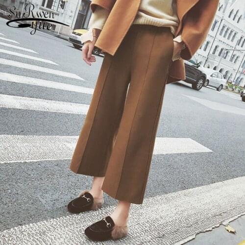 2020 plus size fashion winter new women pants thick woolen female nine pants high waist loose trousers straight pants 1792 50