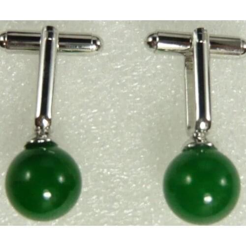 Fashionable silver plated 12 mm Malay jade cuffs
