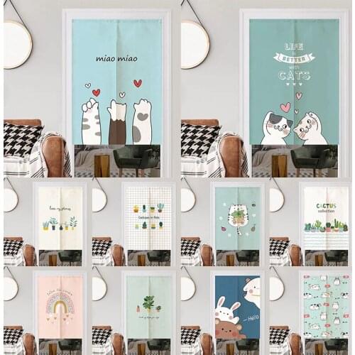Cartoon Fabric Curtain Household Partition Curtain Bedroom Door Curtain Half Panel Curtain Blackout Curtain Without Punching