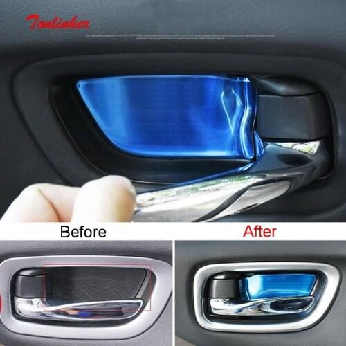 Tonlinker Interior Car Door handle bowl Cover stickers for Nissan Murano 2015-19 Car styling 4 pcs Stainless steel Cover sticker