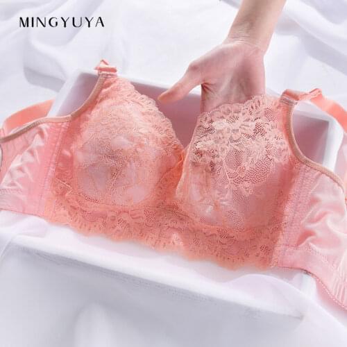 Underwear Womens Thin Large Bust Small Breast Holding Bra Summer Ultra-Thin Summer Fat mm Large Size Rimless Bra D