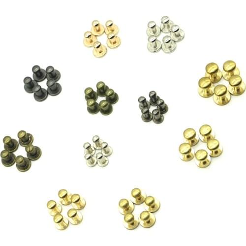New 20sets/pack 4mm (Diameter), 8mm (Height) leather iron brass studs for clothing screw rivets B-04