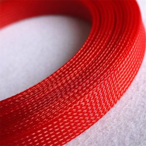 Red - High quality 16mm Braided PET Expandable Sleeving High Density Sheathing Plaited Cable Sleeves 1M