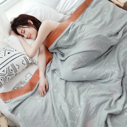 Five-Layers Cotton Gauze Towel Throw Blankets Bed Sheet Breathable Dormitory Summer Quilt Muslin Coverlet for All Season