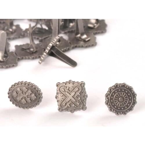 10pcs Silver Round Square Vintage Brads For DIY Scrapbooking Accessories Crafts Handmade Metal Fastener Brad Home Decor c2576