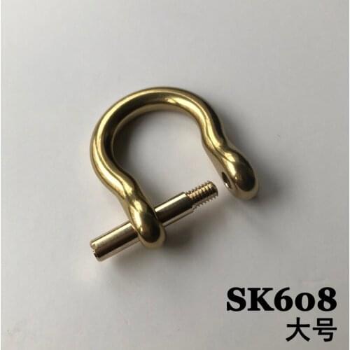 SK608) 2pc Large Solid Brass Shackle Joint Connect Key Chain Hook Leathercraft