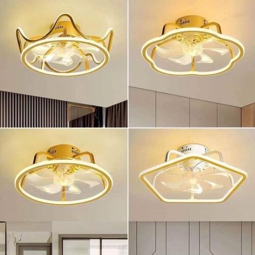 LED Nordic Modern Stepless Dimming Fan Lamp For Bedroom Dning Living Room Simple Lighting Fan Integrated Household Mute Lamp