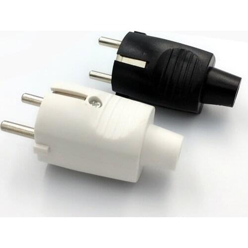 Black white 16A 250V EU Germany universal electrical AC power adaptor socket PVC flame retardant Travel home wiring male plug