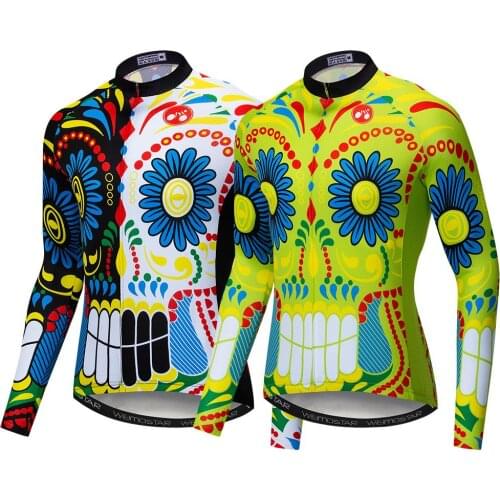 Weimostar skull Cycling Jersey Long Sleeve Autumn Mountain Bike Clothing Pro Team Bicycle Shirt Quick Dry Cycling Clothing
