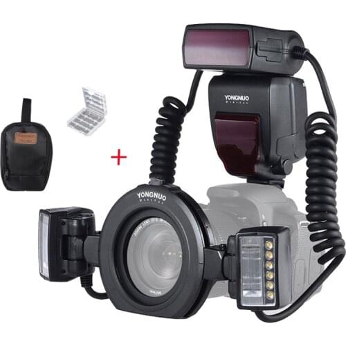 Yongnuo YN24EX YN-24EX E TTL Twin Lite Macro Flash Speedlite for Canon Cameras with Dual 2pcs Flash Head + 4pcs Adapter Rings