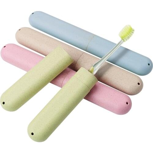 1pc Health Tooth Brushes Protector Wheat Straw Dustproof Toothbrush Tube Cover Case Portable Travel Toothbrush Box