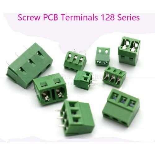 100pcs/lot Screw PCB Terminal Block FK128-3.5mm Copper Environmental Protection 2P 3P Green