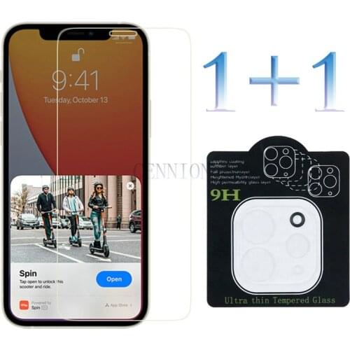 2in1 1 Camera Len Film Plus 1 Tempered Glass screen Protector for iPhone 12 mini 5.4 pro 6.1 pro max 6.7 inch XR XS X 200 pieces