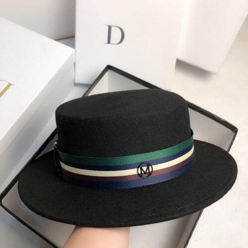2020 Hat Autumn Winter New Men Women High Quality Wool Fedoras Flat Top Wide Eaves Cap Fashion Simplicity Jazz Hat QDKPOTC