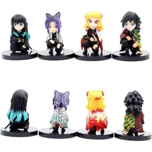 4pcs/set Demon Slayer: Kimetsu no Yaiba Kamado Tanjirou Nezuko Agatsuma Zenitsu Hashibira Inosuke Q Ver. PVC Action Figure Toys