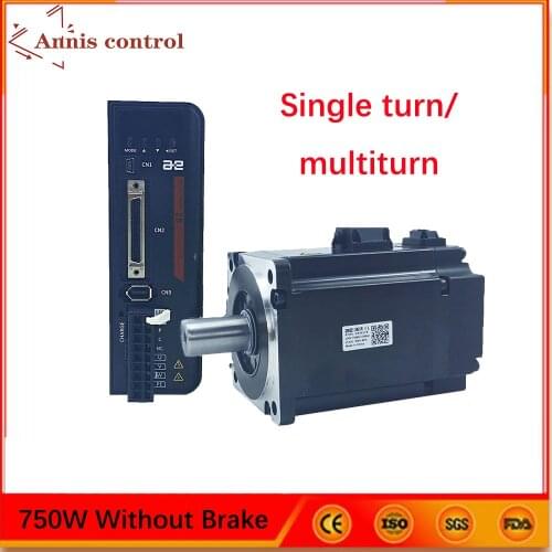 AC Servo Motor Kit 220V 750W 2.39NM Single-Turn/Multi-Turn Magnetic CNC Milling Machine Servo Kit Without Brake