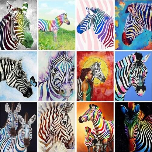 HUACAN Full Square Diamond Painting Zebra Needlework DIY 5d Diamond Embroidery Animal Mosaic Pictures Home Decor