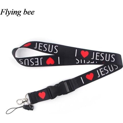 Flyingbee I love Jesus Keychain Cartoon cool Phone Lanyard Women Fashion Strap Neck Lanyards for ID Card Phone Keys X0594