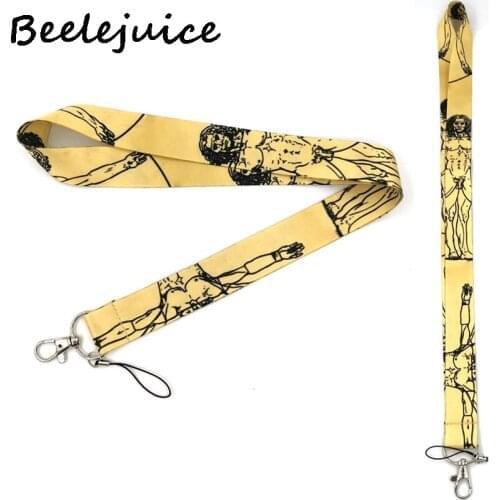 24pcs Da Vinci Painting Uomo vitruviano Neck Strap Lanyard keychain Mobile Phone ID Badge Holder Key Chain Keyrings Accessories