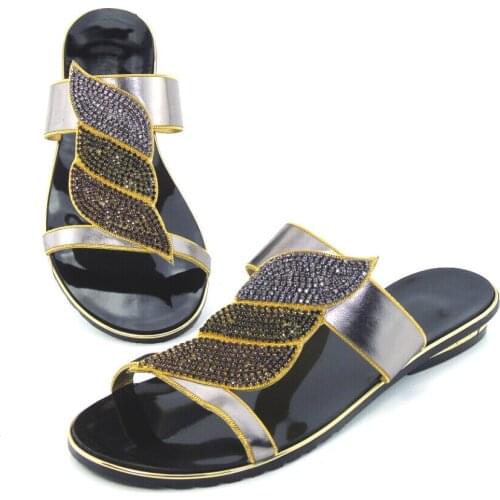 Doershow guaranteed quality African sandals for party,beautiful ladies shoes with rhinestones!!DD1-48