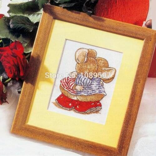 Fishxx Cross Stitch New Products Crazy30-1 Cartoon Animal Pattern Embrace Two Little Mouse Childrens House