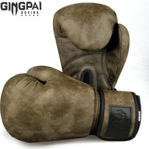 GINGPAI Adults Kids Sanda Muay Thai Boxing Gloves MMA PU Leather Sparring Sports Karate Boxing Glove 8/10/12oz train Equipment