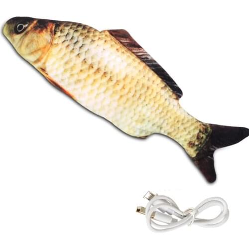 Simulation Electric Fish Cat Toy Soft Plush USB Charging Pet Interactive Toys Anti-Fading Printing Funny Toys Pet Supplies
