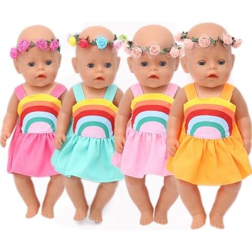 Short Colorful Dress Doll ClothesFit 187inch 43cm Doll Clothes Born Baby Doll Accessories Dress For Baby Birthday Festival Gift