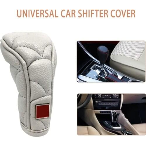 Car Gear Shift Knob Leather Dust-proof Shifter Gaiter Boot Cover Universal Car Shifter Cover Anti-slip Zipper Closure Knob Cover