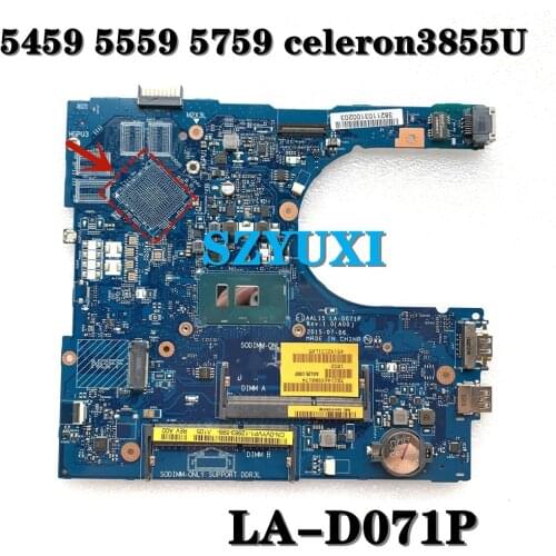 LA-D071P For Dell inspiron 5559 5459 5759 Motherboard CELERON 3855U DDR3L CN-0PW46V PW46V mainboard 100%tested