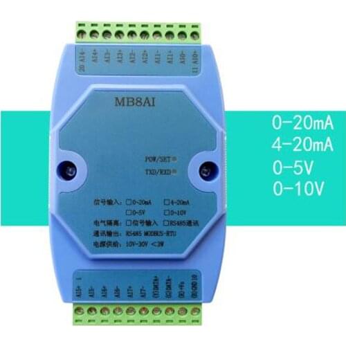 MB8AI 4-20mA 0-20mA 0-5V 0-10V analog input acquisition module transmitter RS485 MODBUS RTU