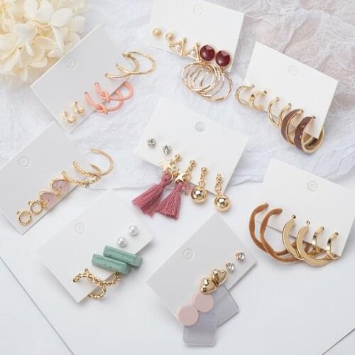 Womens Earrings Set Pearl Crystal Circle Earrings Vintage Boho Tassel Acrylic Earrings for Women 2020 Geometric Earings Jewelry